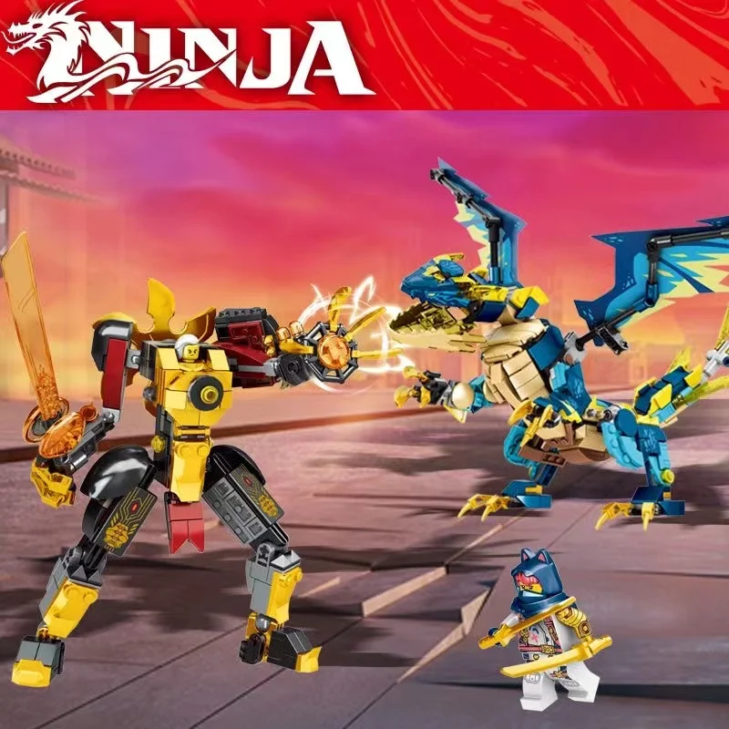 Miniso 2024 neue Saison 17 Ninja-Serie elementare Drachen bausteine Kaiserin Mech fit 71796 Ziegel