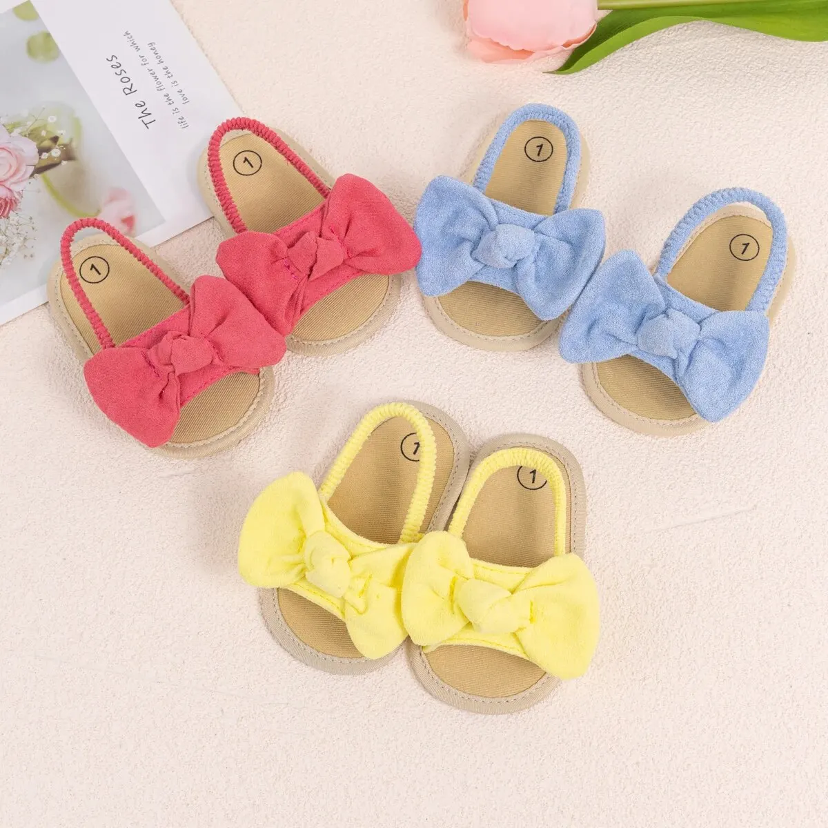 Sommer Baby Mädchen Sandalen Mode Bogen weiche Sohle Freizeit schuhe Baumwolle bequeme Kleinkind