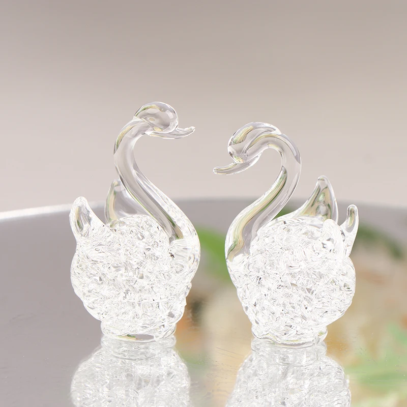 1pc Kristall Schwan Figur Glas Tier Ornament Schwan Kristall Figuren Home Desk Dekoration Miniatur