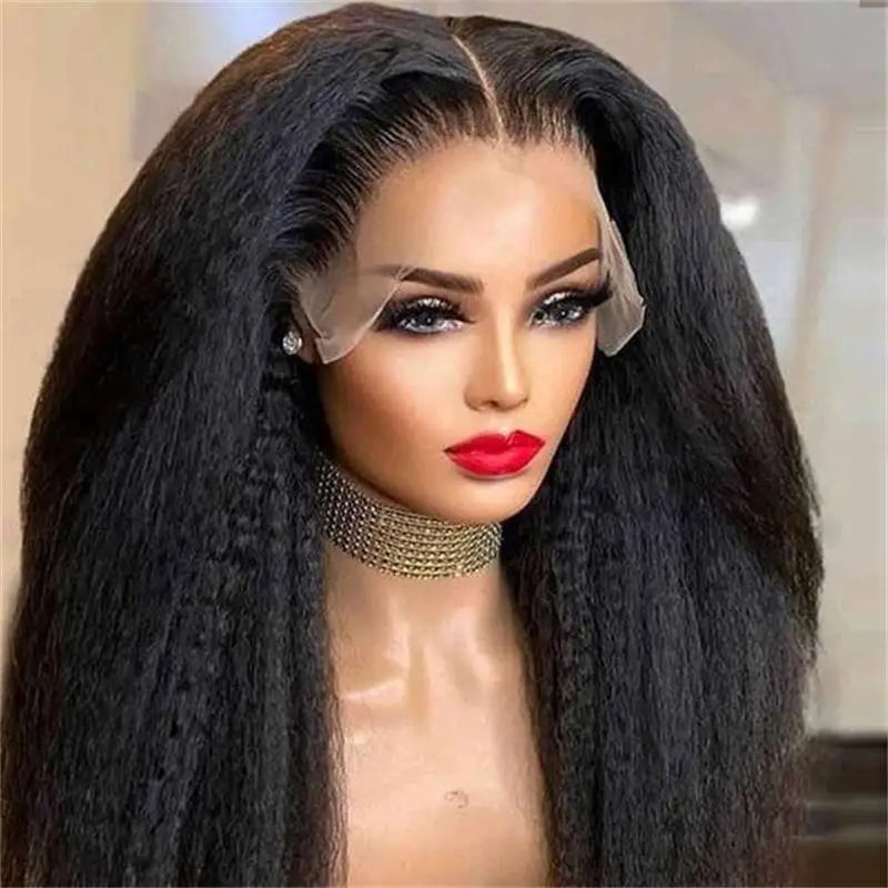Lace Front Wigs 13x4 Kinky Straight Lace Frontal Wigs Glueless Pre Plucked With Baby Hair Bleached