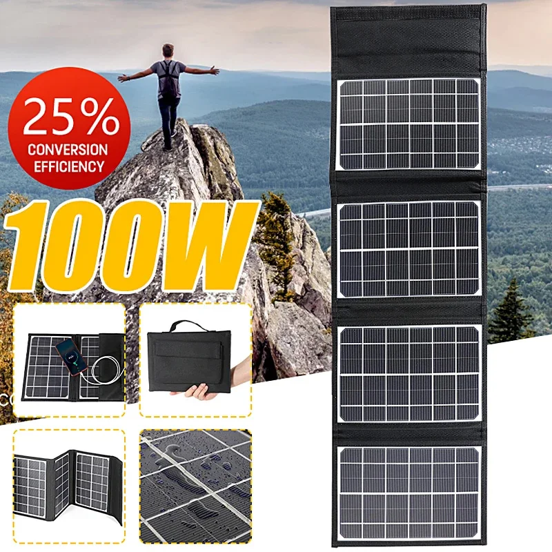 100w faltbare Solar panel Unterstützung Schnell ladung tragbare Dual-USB-Ladegerät Port Solarzellen