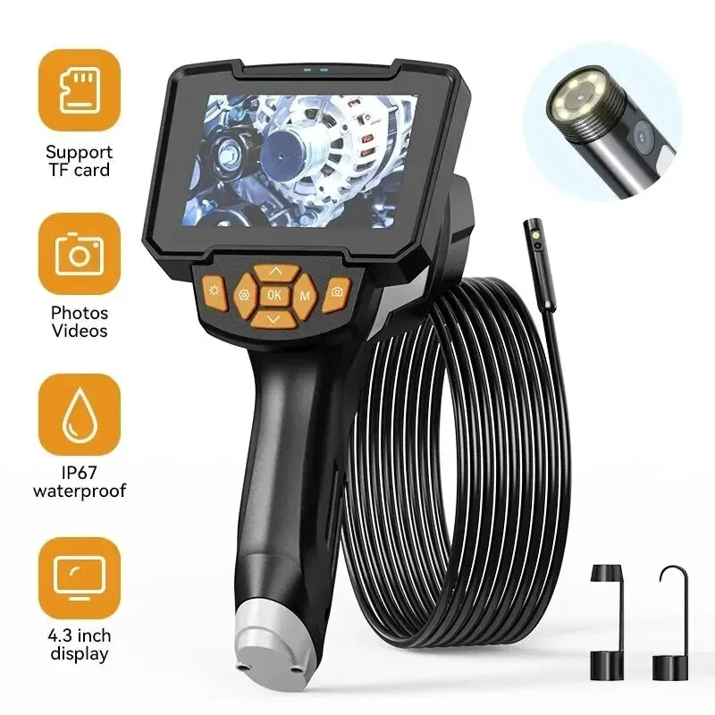 Industrie endoskop 8mm 4,3 Zoll 1080p Single Dual Lens Auto Inspektion Endoskop IP68 wasserdichte