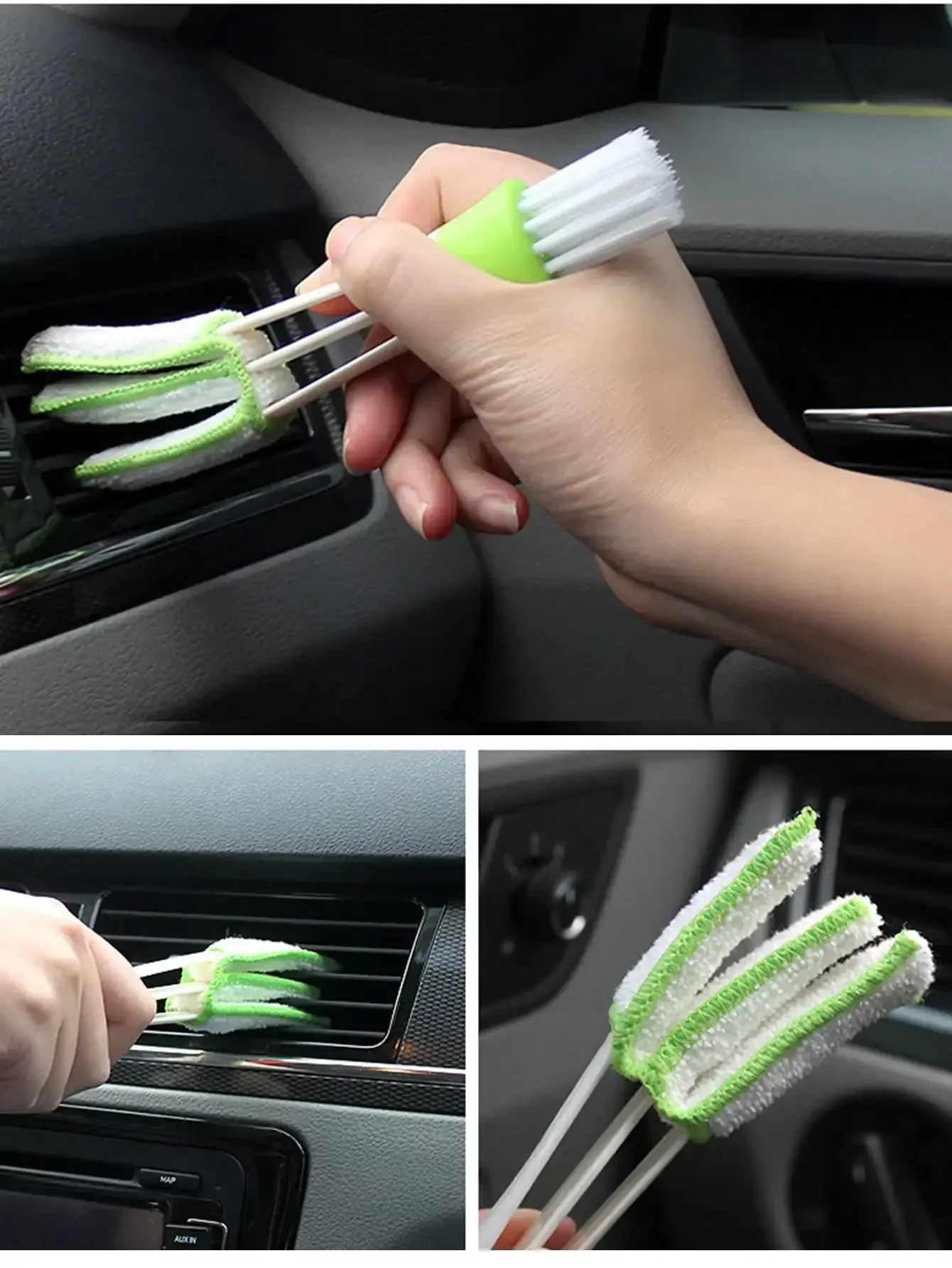 1pc Auto Klimaanlage Auslass Reinigungs bürste multifunktion ale Doppelkopf reinigung weiche Bürste