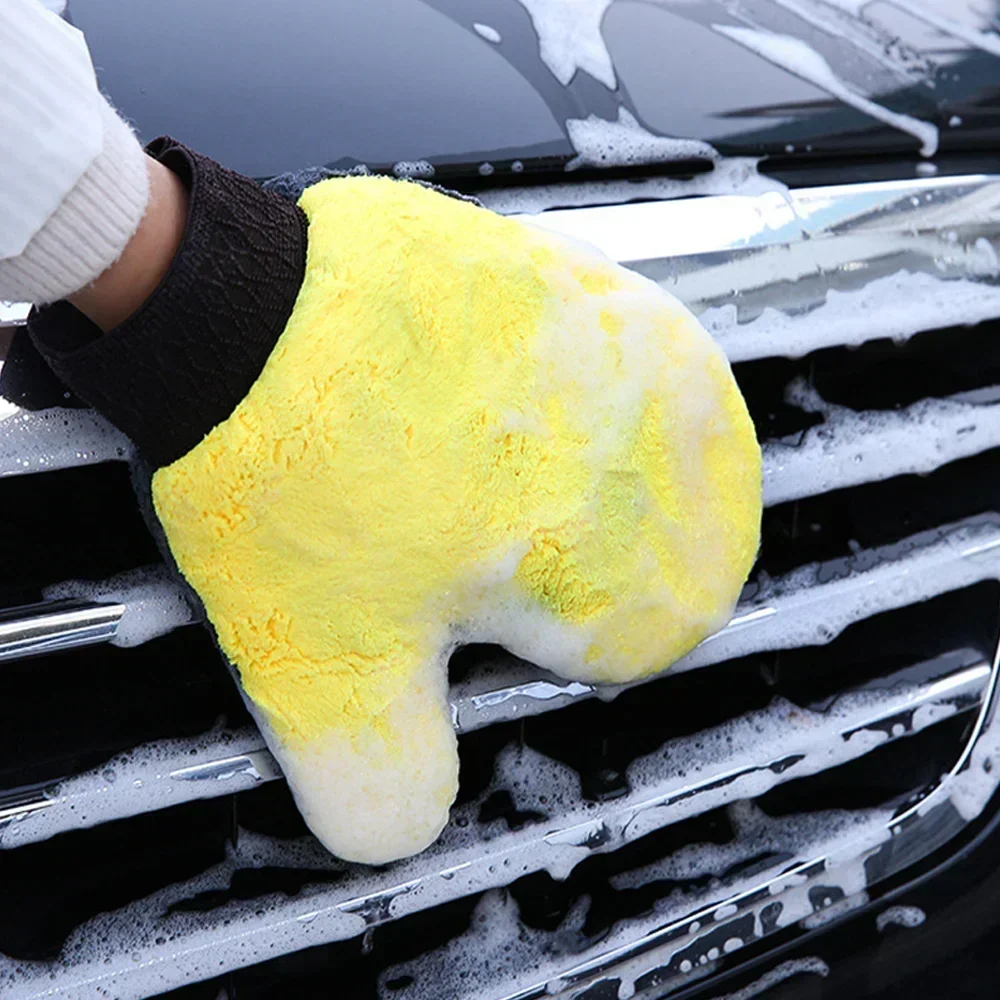 1pc Auto wasch handschuhe doppelseitige Korallen vlies verdickte super saugfähige Auto wisch