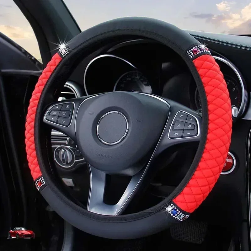 Auto lenkrad abdeckung Universal Glitter Strass ohne Innenring weiches Flanell Autozubehör 37-38cm