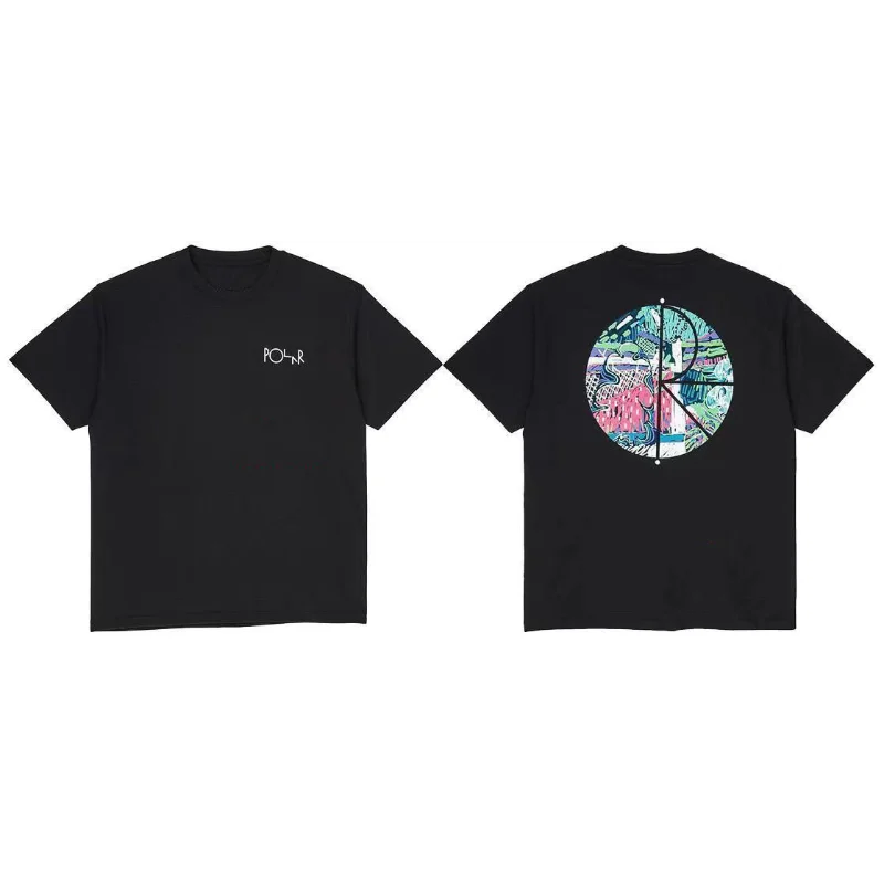 Polar Skate Co Filling Beliebtes koreanisches Kurzarm-Skateboard-Logo, lässiger Sportdruck,