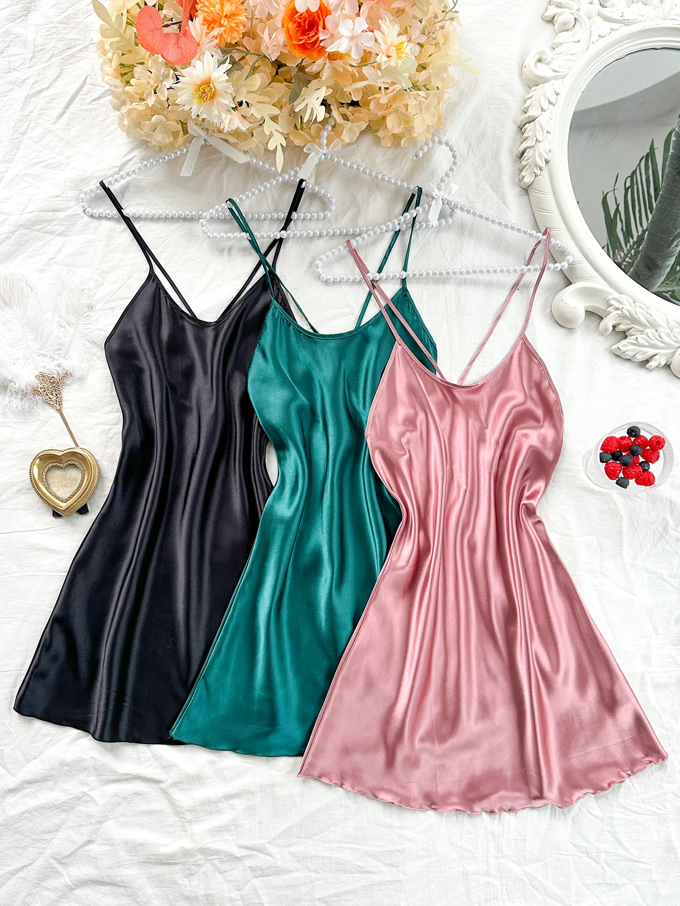 Sexy einfarbige Neck holder Slip Kleid neue Sommer Pyjamas kurzen Rock Damen Home Wear Simulation