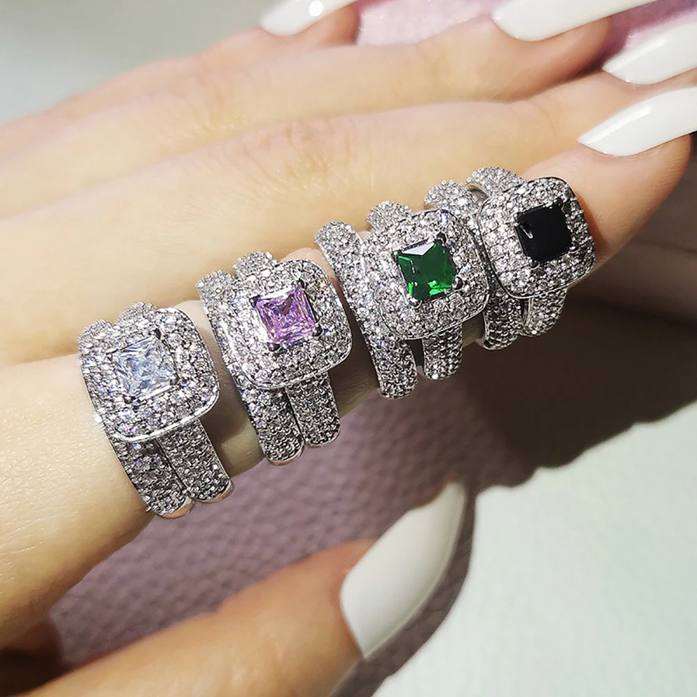 2024 neue trend ige Luxus Ehering Set Band für Braut mädchen und Frauen Damen Liebespaar Paar