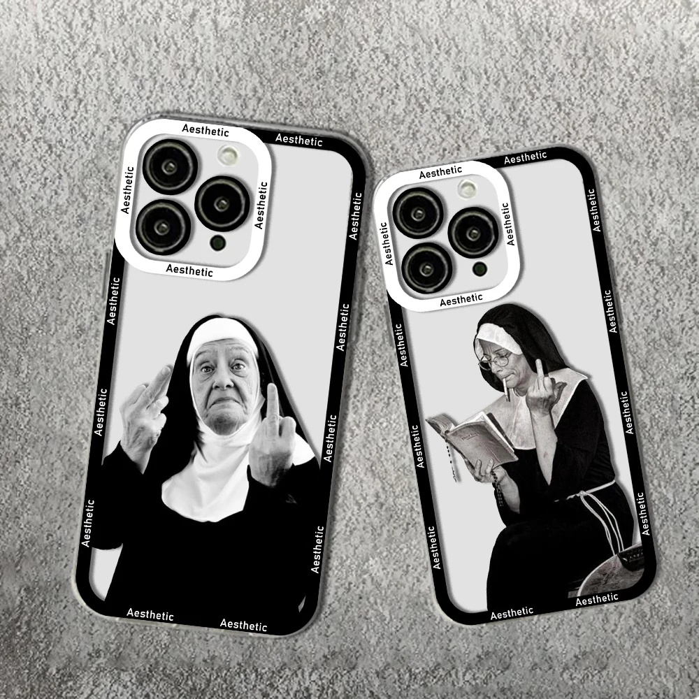 Smoking Nuns Art Ästhetische Handyhülle für iPhone 15 14 13 12 11 Mini Pro Max X XR 7 8 Plus