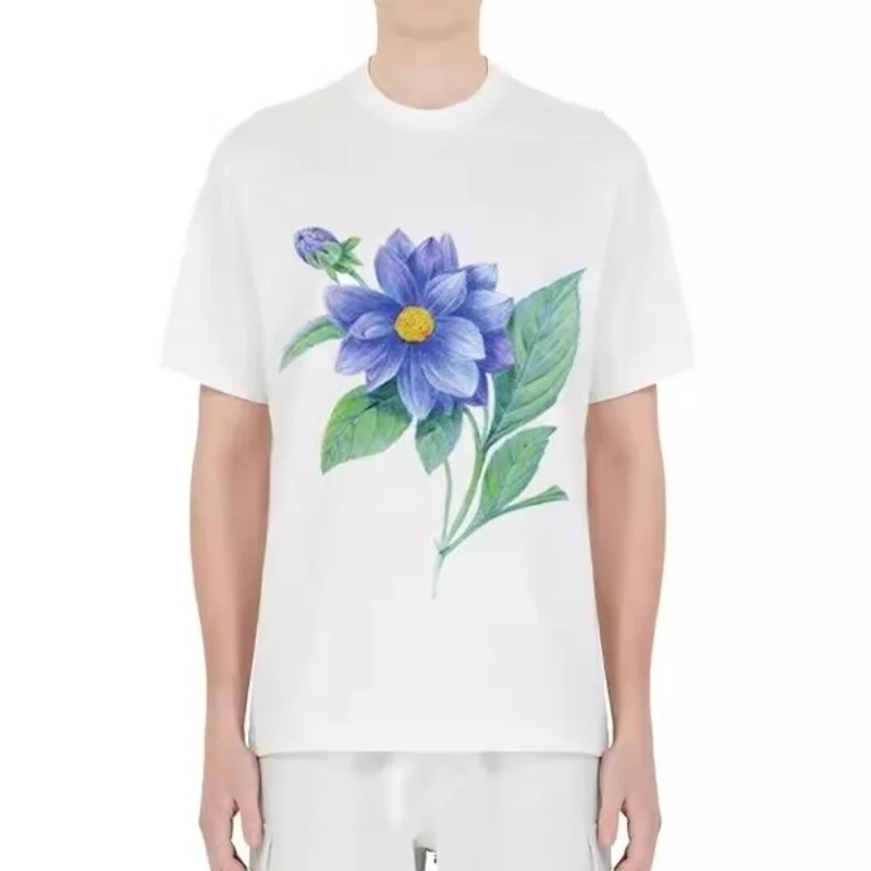 Yohji Yamamoto blau Zauberin abstrakt bedruckte T-Shirt japanische schwere Männer und Frauen lässig
