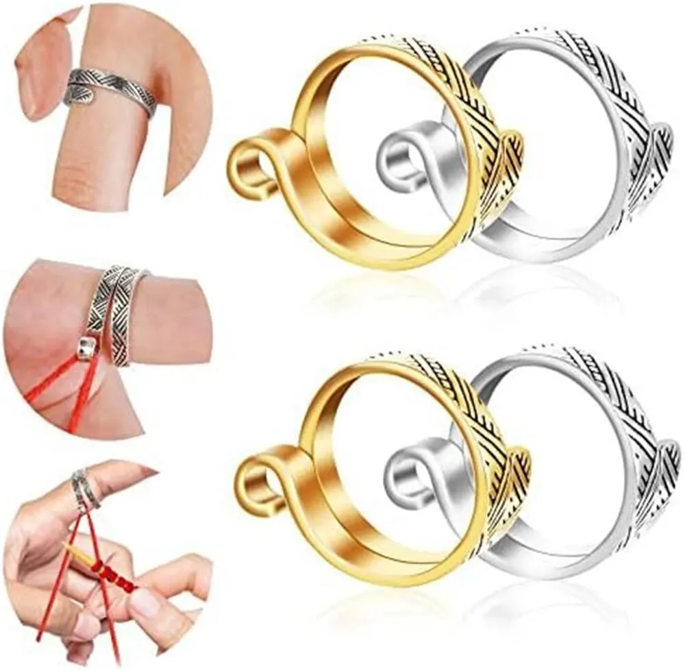 Stricks ch laufe verstellbar offener Ring Gurtband Schmuck Häkeln Wolle Stricken Finger tragen