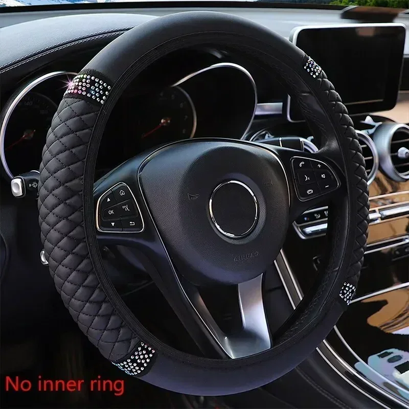 Auto lenkrad abdeckung ohne Innenring 37-38cm drei dimensionales Leder bestickt Farbe Diamant