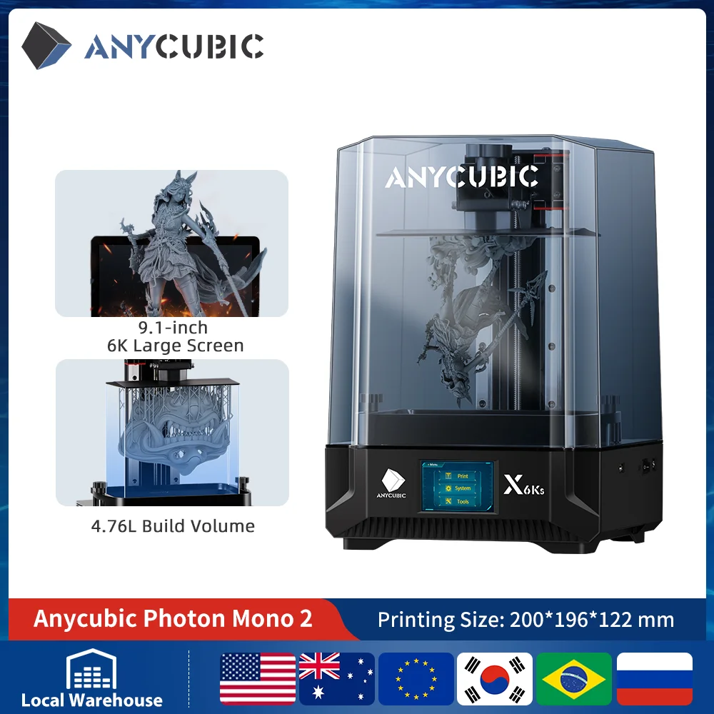 Anycubic Photon Mono x 6ks 9 1 Zoll 6k LCD Sla 3D-Drucker Hochgeschwindigkeits-UV-Harz 3D-Drucker
