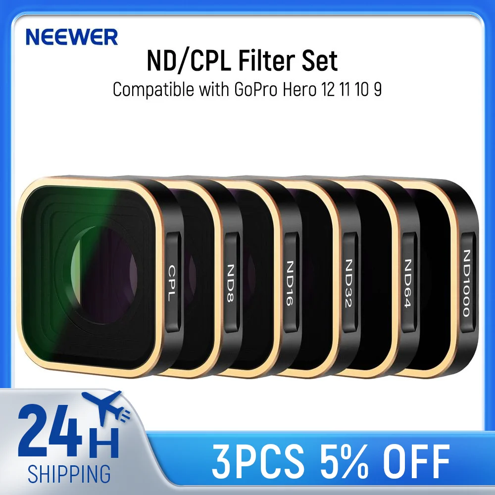 Neewer nd filterset kompatibel mit gopro hero 12 11 10 9 schwarz 6er pack
