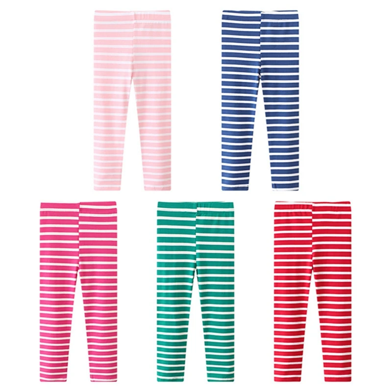 2-7t Frühling Herbst Baby Mädchen Leggings gestrippt dünn solide volle Bleistift hose Baumwolle