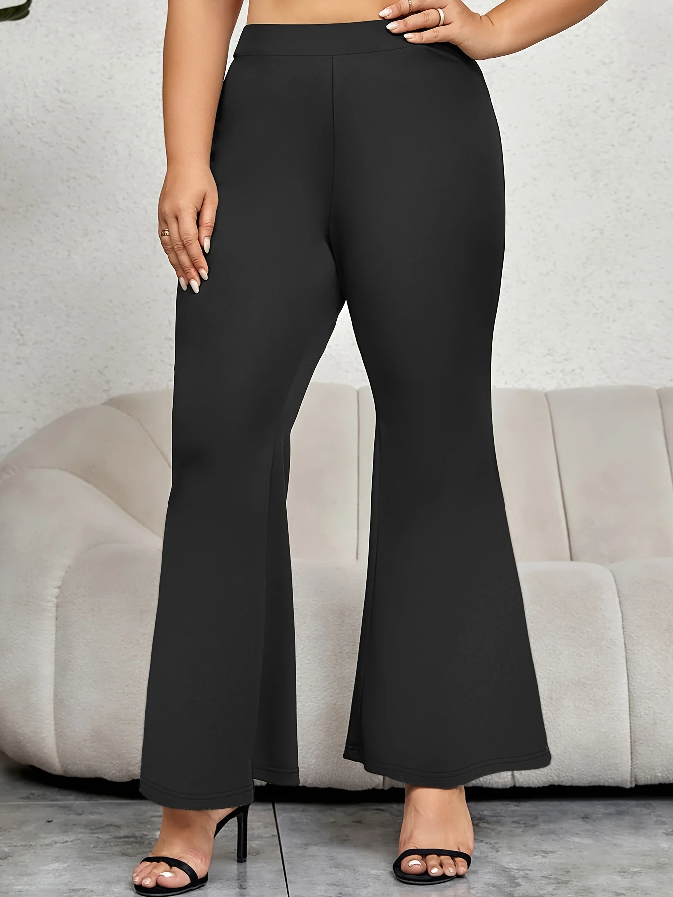 Sommer neue Plus Size Stricks toff Business Fashion Pendler Stil weites Bein Hosen ausgestellte