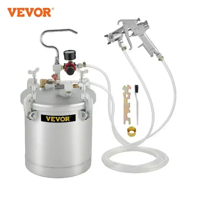 VEVOR Farbtopf-Sprühbehälter mit Spritzpistole und Schlauch, 10 l Airbrush-Druck für das Sprühen zu
