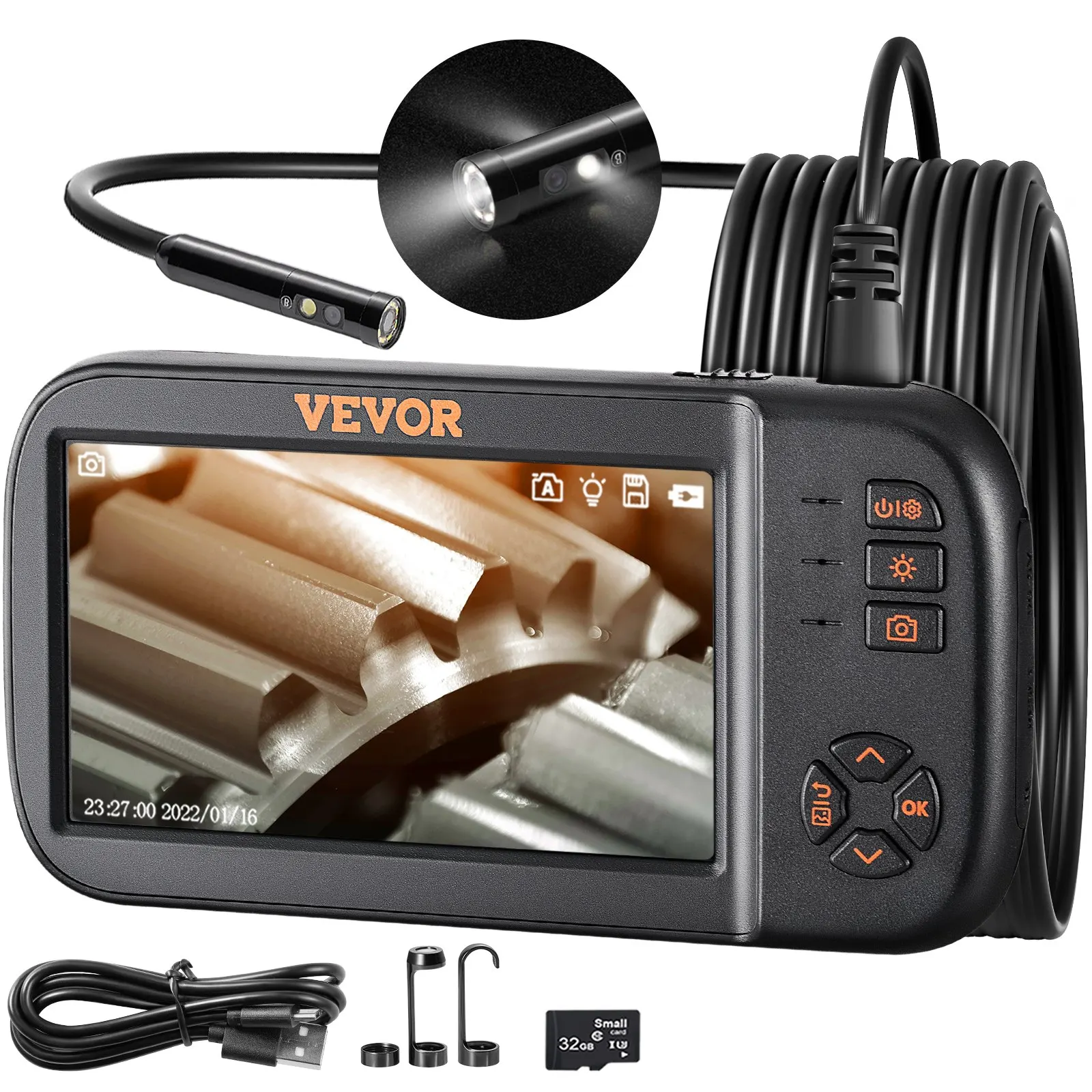 Vevor Endoskop Kamera Dreifach objektiv 4.5 "IP-Bildschirm Endoskop Inspektions kamera mit 1080p