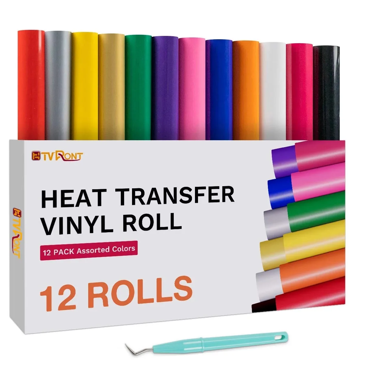 Htvront 12er Pack 12 inx5ft mehrfarbige Wärmeübertragungs-Vinyl rolle für Cricut-T-Shirt-Druck DIY