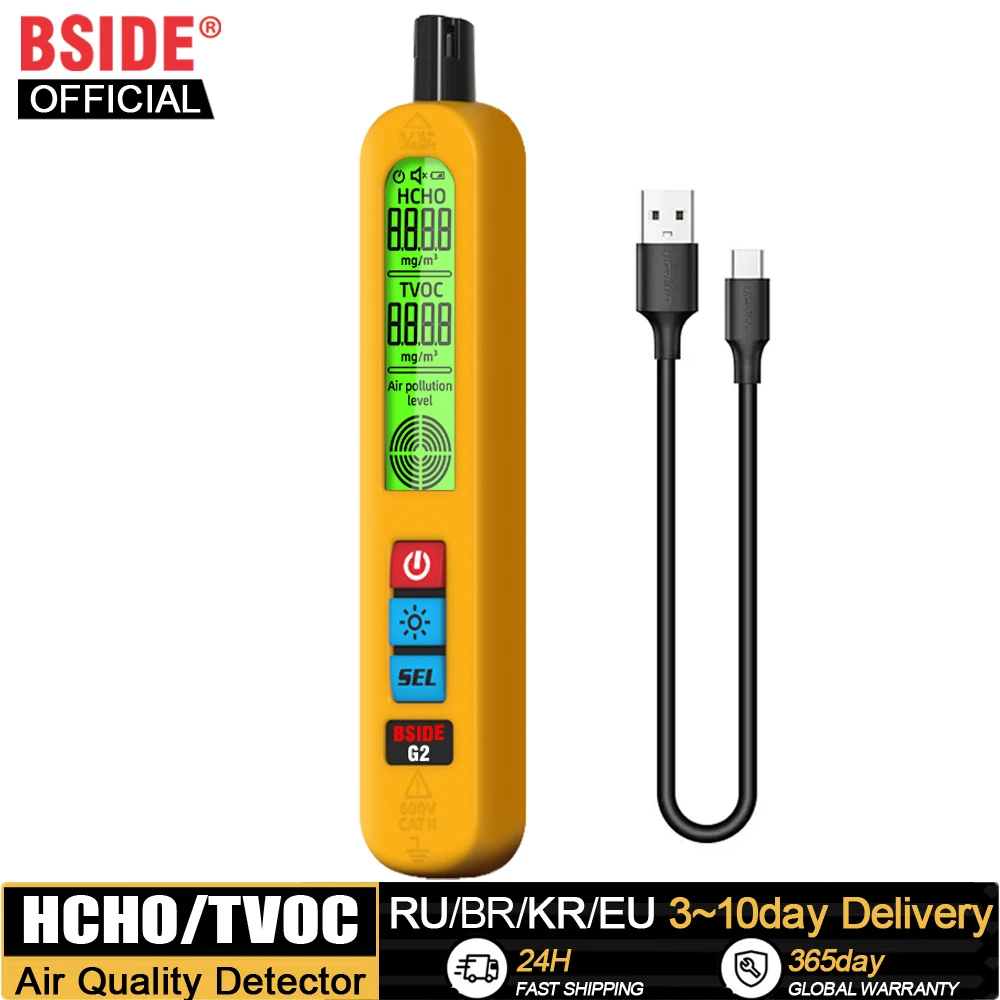 Bside luftqualität detektor auto alarm formaldehyd hcho tvoc tragbares lcd display home office