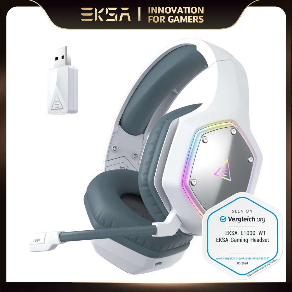 Eksa e1000 wt 2,4g drahtlose Gaming-Kopfhörer mit geringer Latenz für PC/PS4/PS5/Xbox, kabel