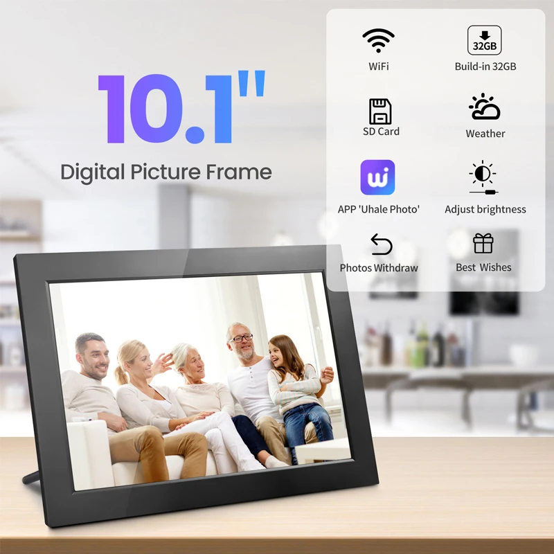 WiFi Digitaler Bilderrahmen 10,1 Zoll 32 GB Smart Digitaler Bilderrahmen mit 1280 x 800 IPS HD
