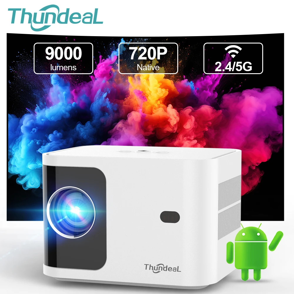 ThundeaL Tragbarer Projektor TD91W Android WiFi für 4K 1080P 3D Home Mini Projetor Heimkino TD91