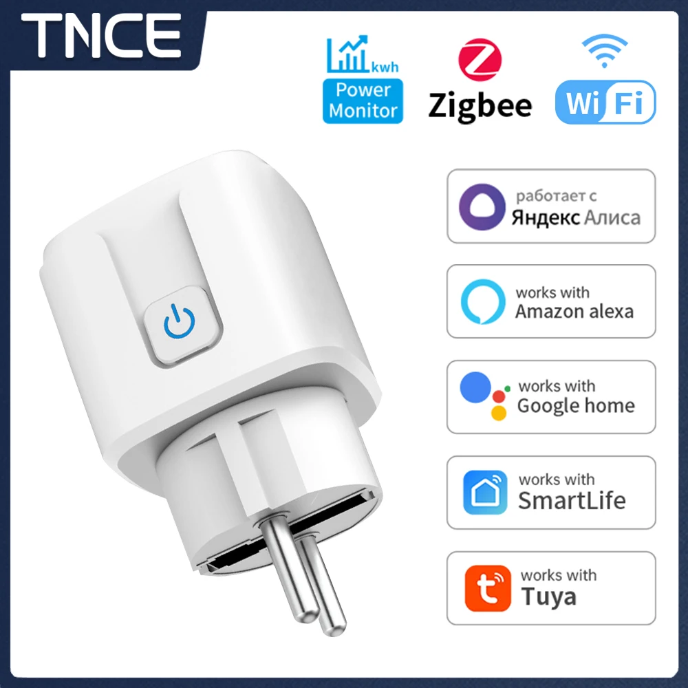 Tuya WIFI Smart Socket EU 16A/20A Wifi/Zigbee Smart Plug With Power Monitoring Smart HomeVoice