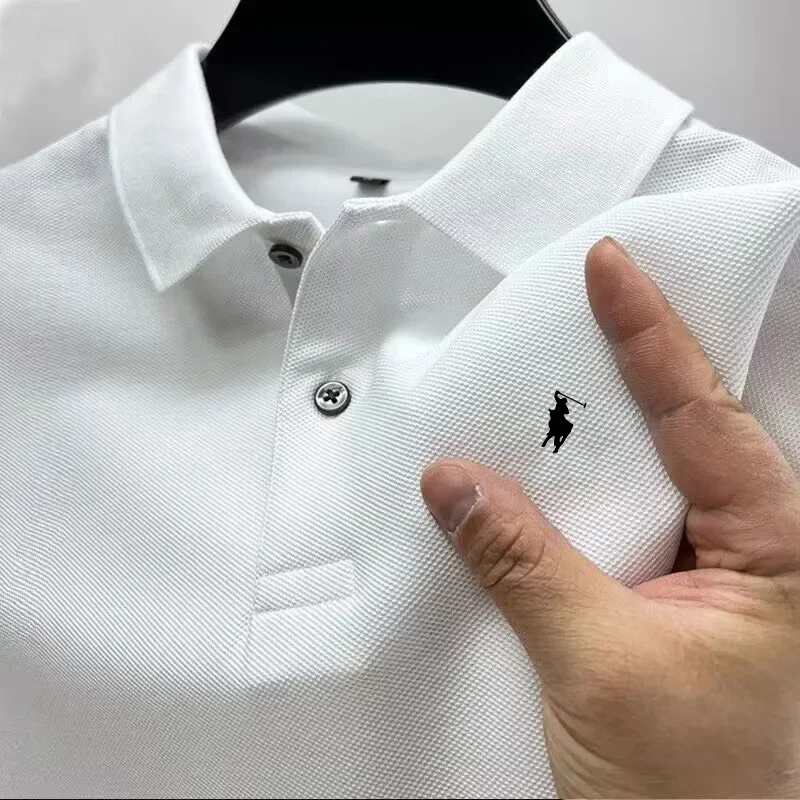 Fashion trend T-shirt men's street clothing button up pullover work business leisure summer lapel
