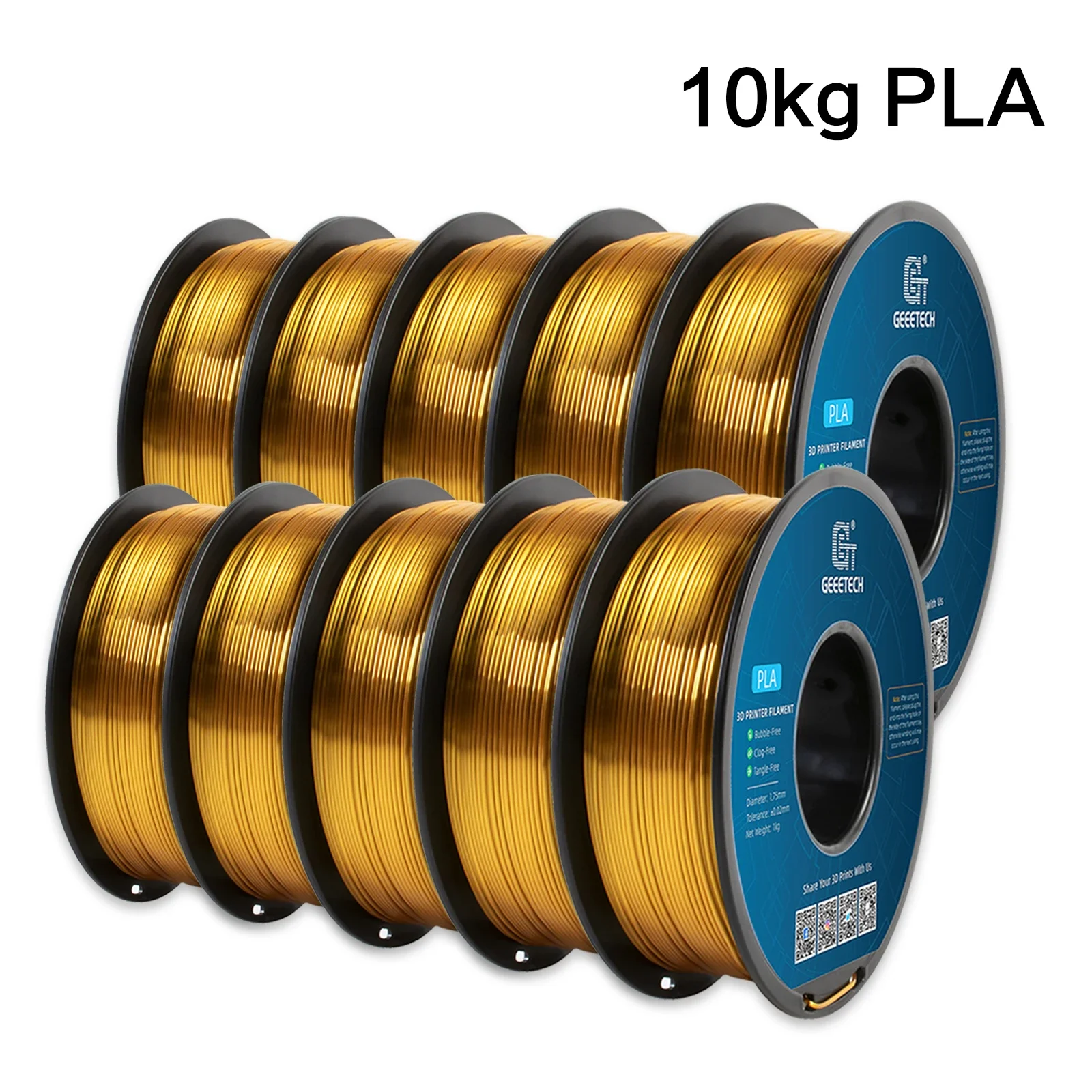 GEEETECH 10Kg 3d Silk PLA Filament 1.75mm Spool Wire For 3D Printer Material,Safety, Vacuum