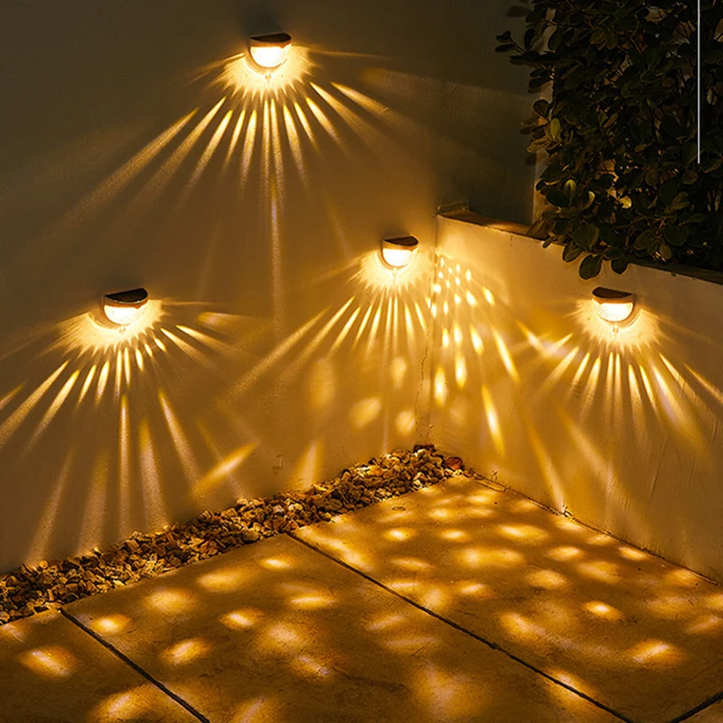 2pcs 6LED Solar Staircase Lights Waterproof Night Wall Lights Balcony Garden for Outdoor Courtyard