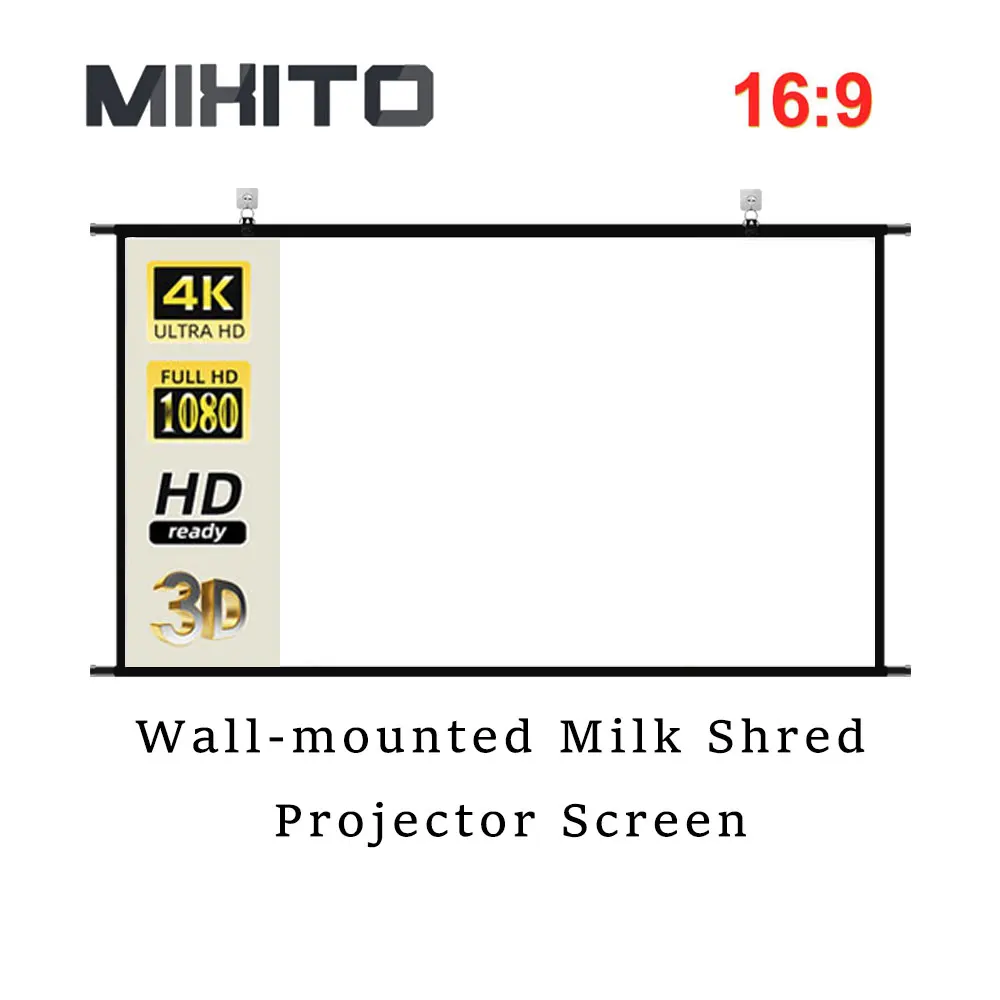 Mixito Wand projektor Bildschirm geschreddert Milch 60-120 Zoll weiß falten frei 120 ° Betrachtung