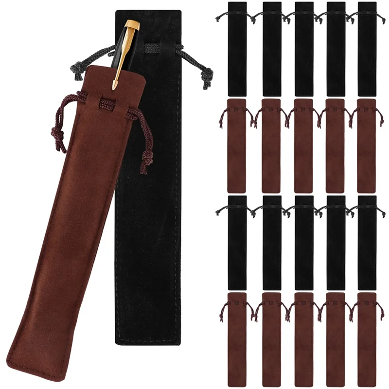 100 Stück Samts tift beutel, Kordelzug-Stift hülsen halter, 1,4x6,9 Zoll einzelne Bleistift beutel,