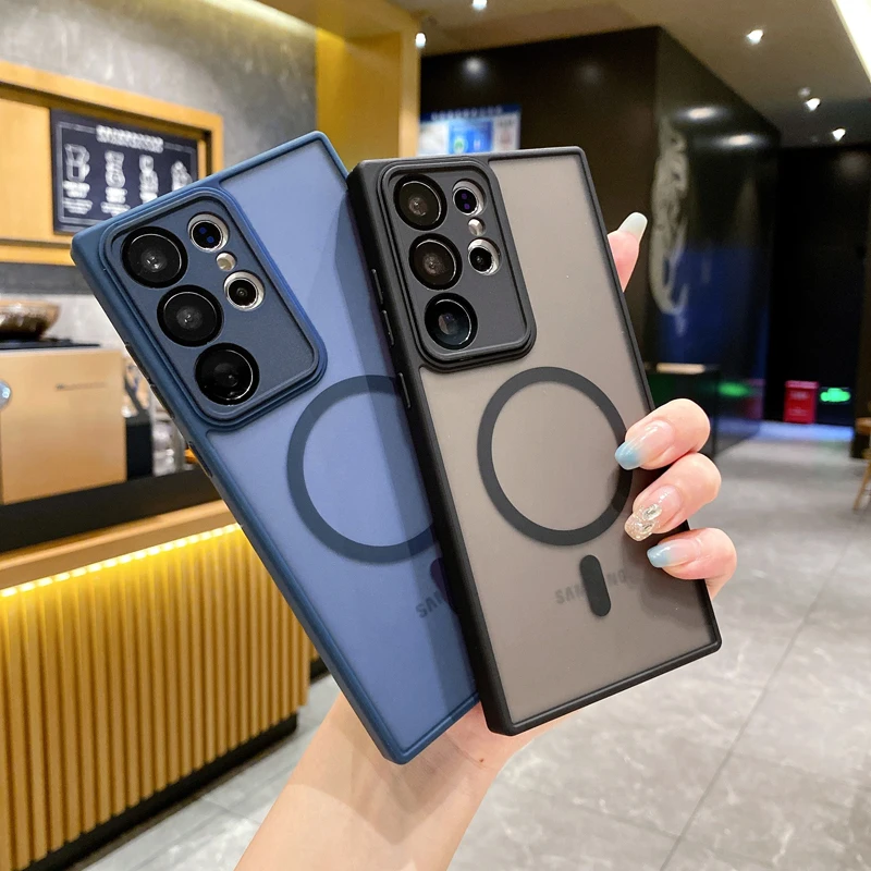 30 Stück Haut fühlen sich matt magnetische kabellose Lade tasche für Samsung S24 Ultra S23 S22 plus
