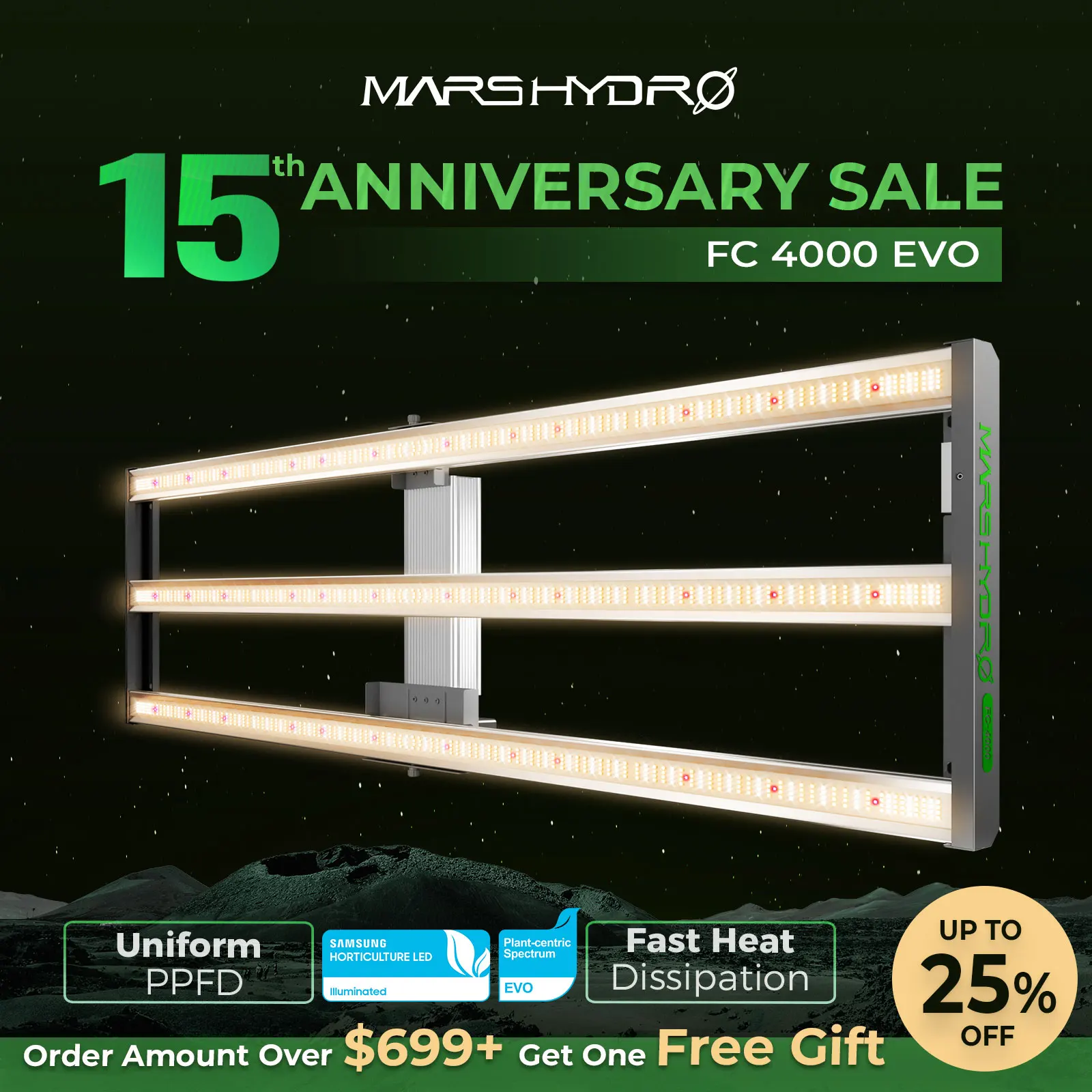 Neues Mars Hydro FC 4000 EVO LED Pflanzenlicht mit Samsung LM301H EVO - 320W, perfekt für ein 4x2ft