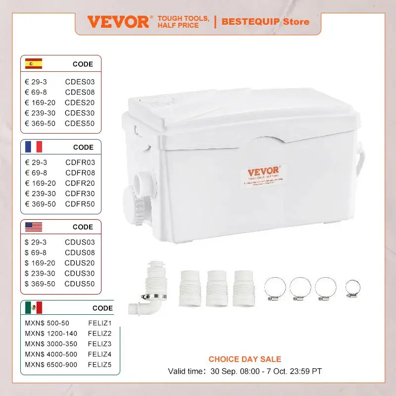 Vevor mazer ator pumpe 350w l/h Durchfluss 23 ft/7 m Kopf mazer ator Kanalisation sumpf pumpe mit 3