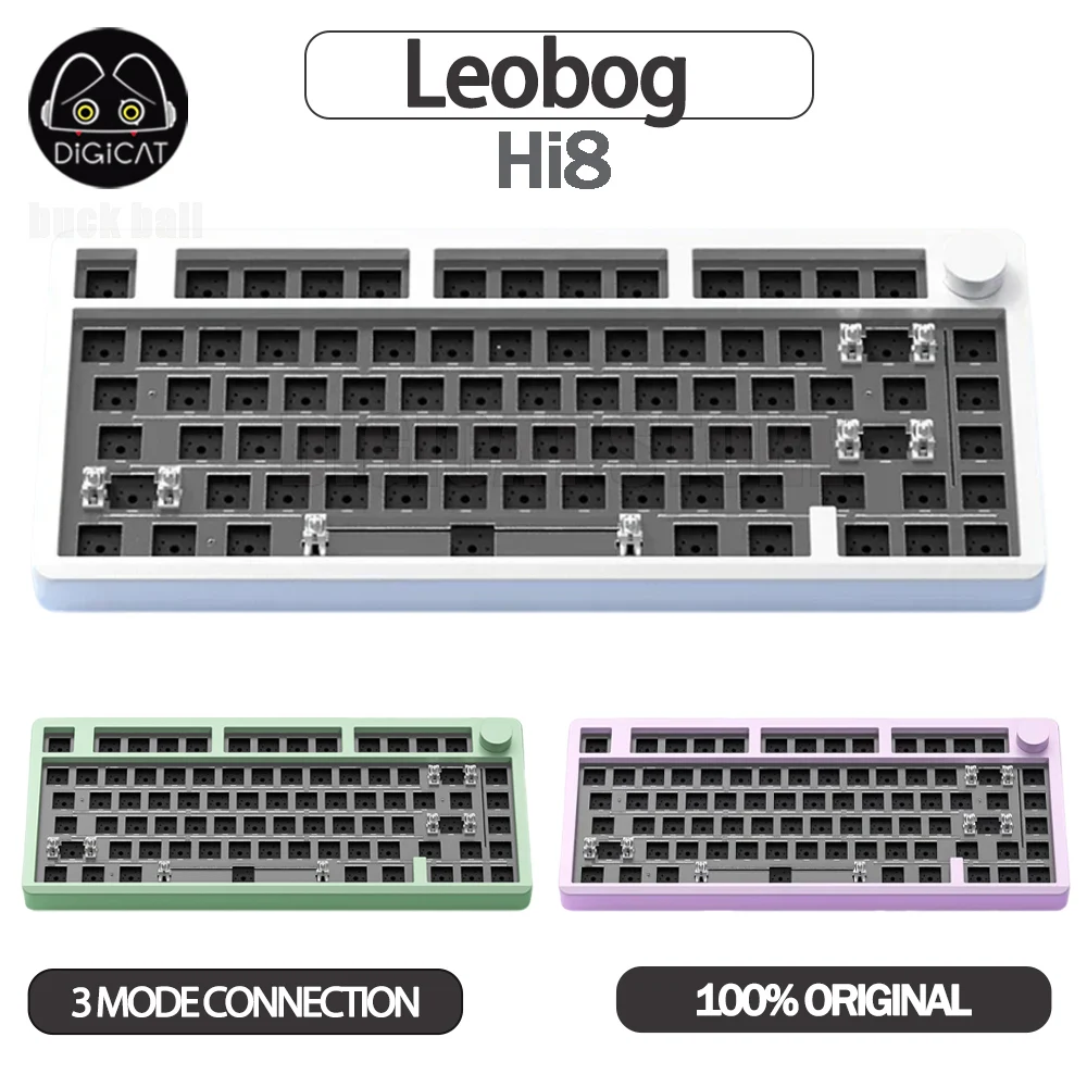 Leobog Hi8 Mechanische Tastatur 3 Modus USB/2,4 G/Bluetooth Drahtlose Tastatur Kit Aluminium