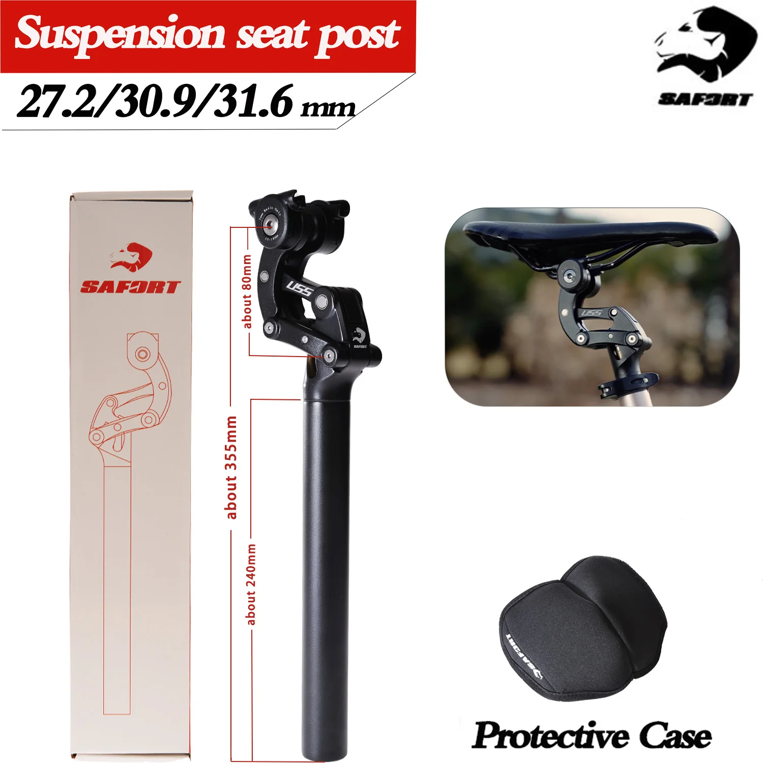 SAFORT Shock Absorber Mountain Bicycle Seat Post 27.2 30.9 31.6mm Aluminum Alloy Material Suspension