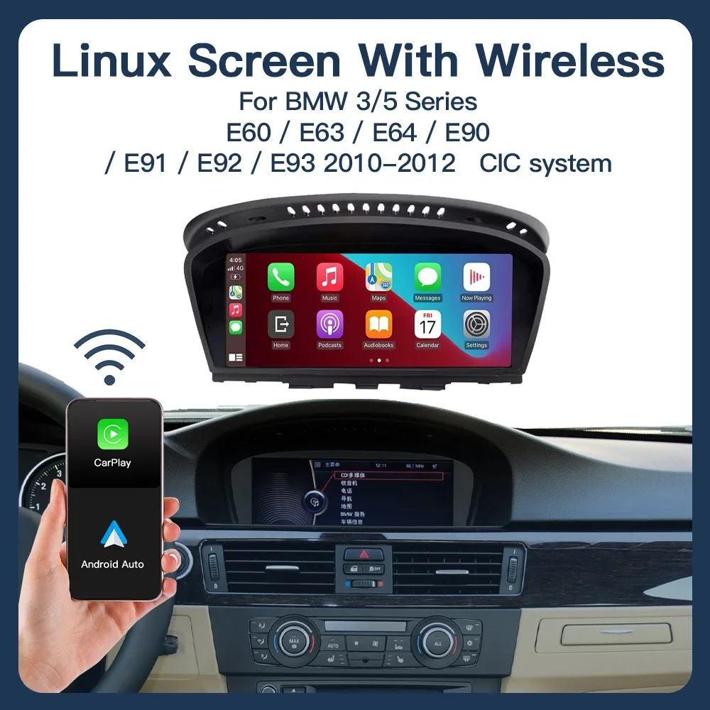 8,9 Zoll kabelloser Apple CarPlay Android Auto Auto Multimedia-Bildschirm für BMW 3 5 CIC-System,
