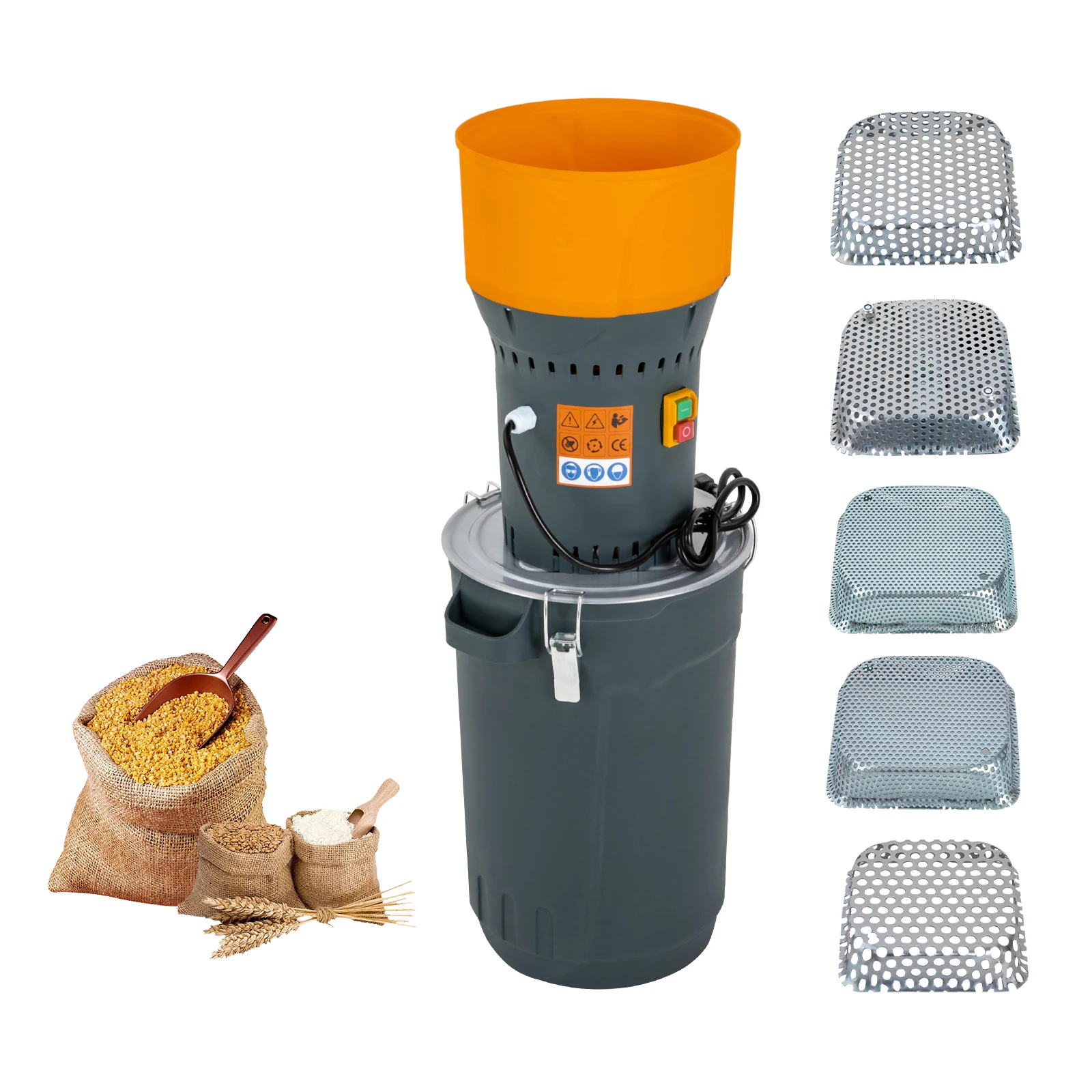 25l/50l/60l elektrische Getreide mühlen mühle, mit 5 Sieben, Getreide mühle, elektrische Mais mühle,