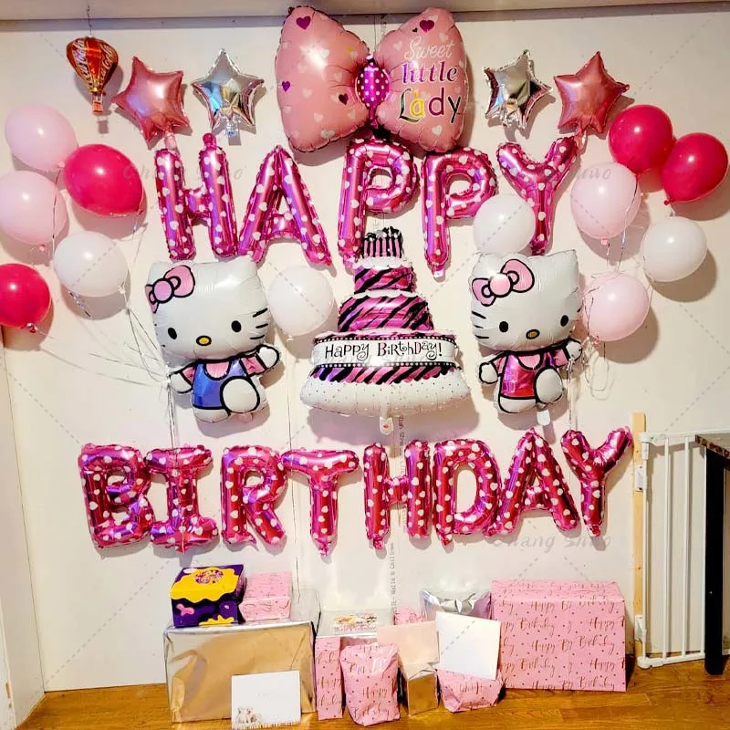 Hallo Kitty alles Gute zum Geburtstag Banner Spaß Zahlen Set Baby party Party liefert Dekorationen