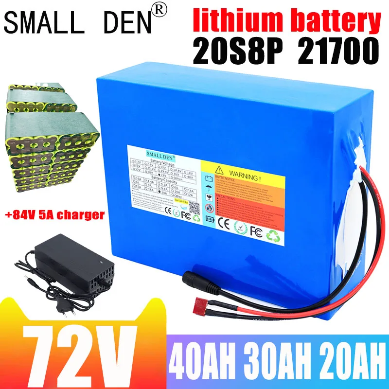 Neuer 72v 40ah 30ah 20ah 10ah 3500 20 s8p Lithium-Akku mit eingebautem bms 0-w Motor