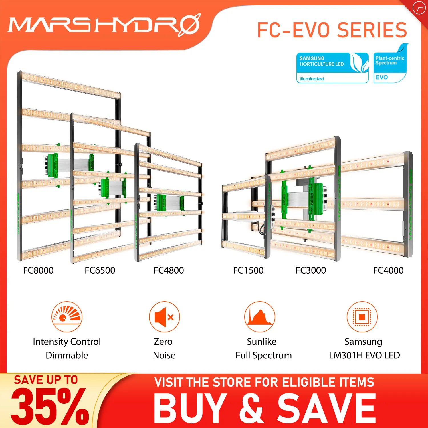 2024 Mars Hydro FC EVO 1000 W 1500 3000 4000 4800 6500 8000 LED-Wachstumslicht Vollspektrum Samsung