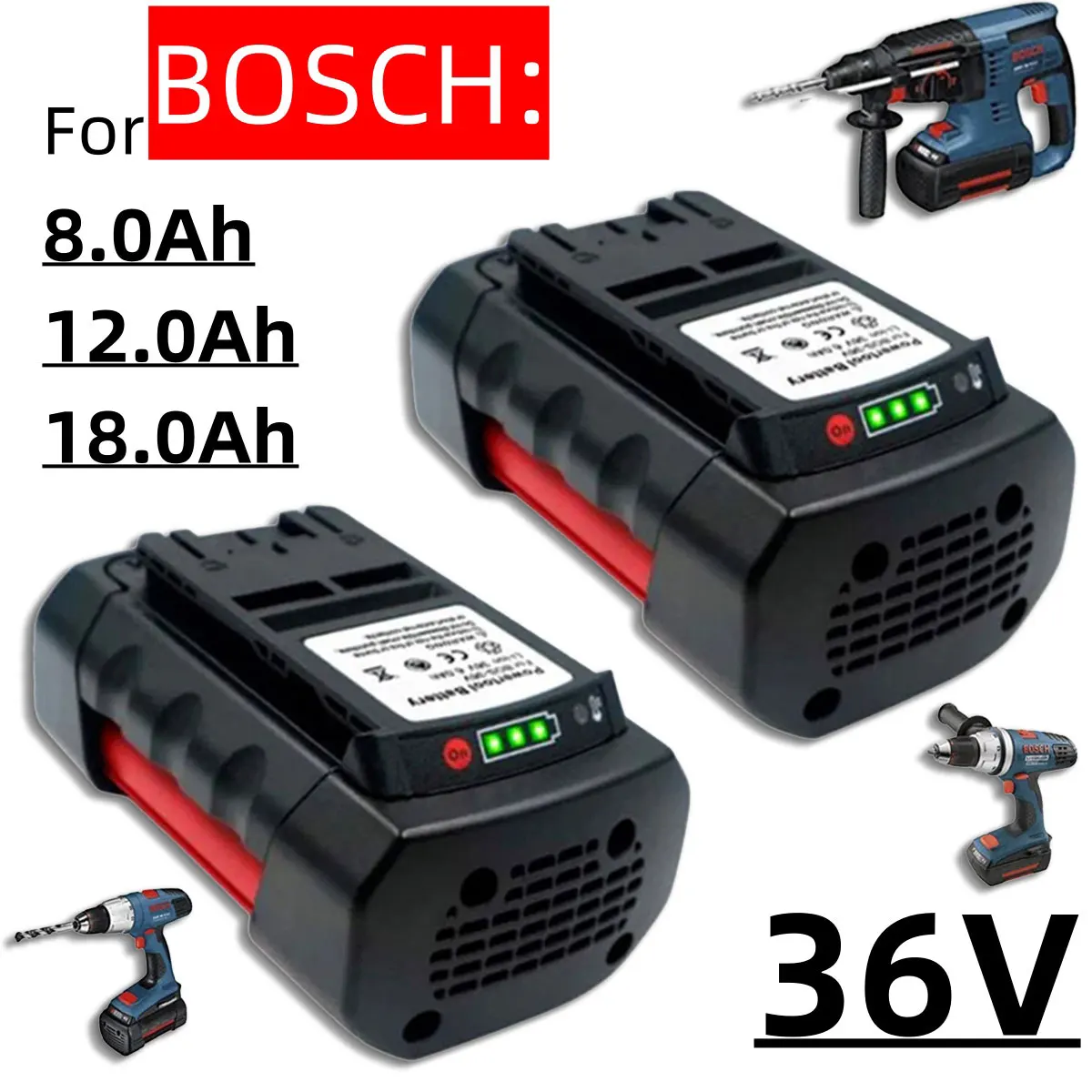 Für BOSCH 36V 8,0Ah 12,0Ah 18,0Ah Li-Ion Akku kompatibel mit BAT4030 BAT4040 BAT4050 BTA4060
