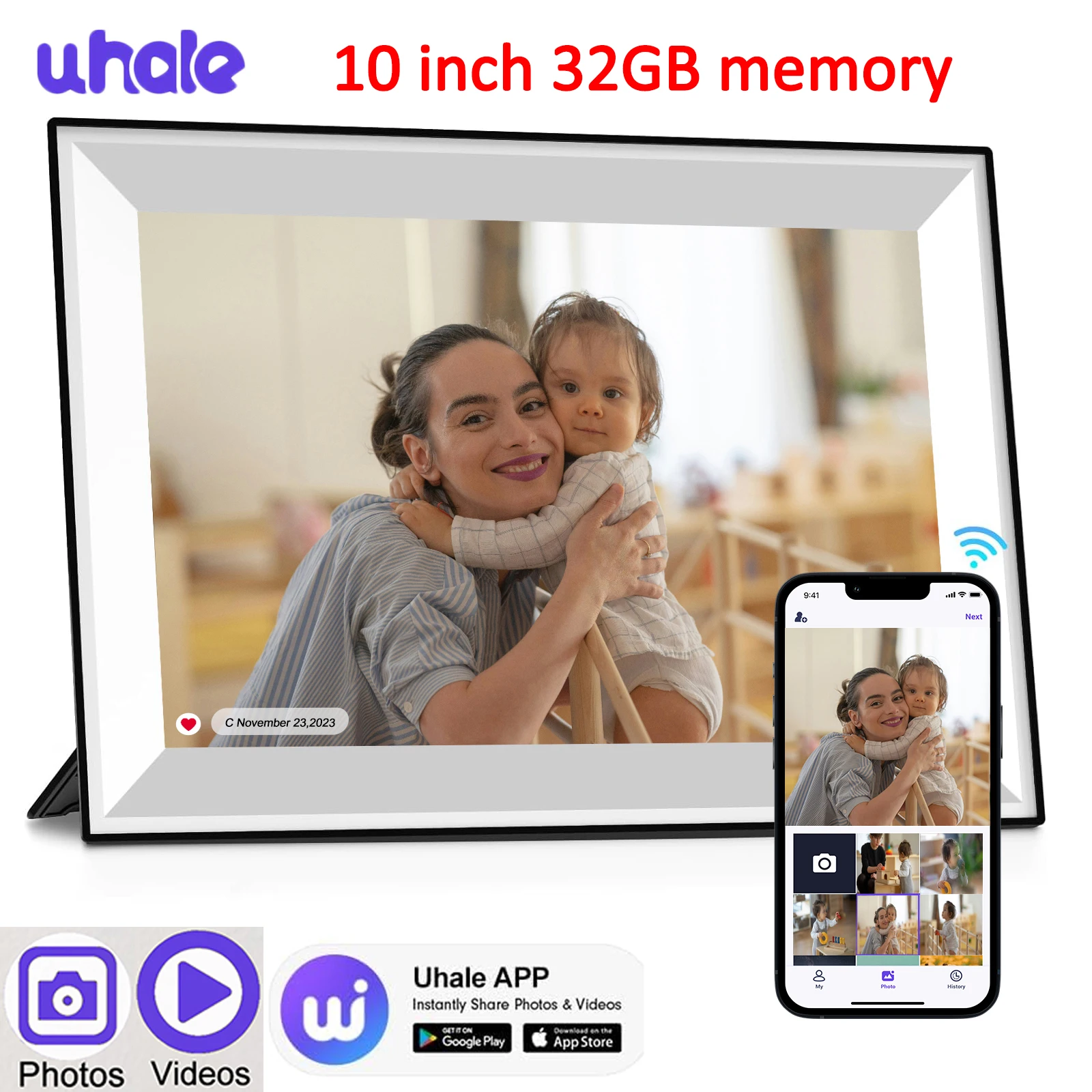 Digitaler Bilderrahmen 10,1 Zoll 32GB Smart Wifi digitaler Foto rahmen mit 1280x800 ips HD