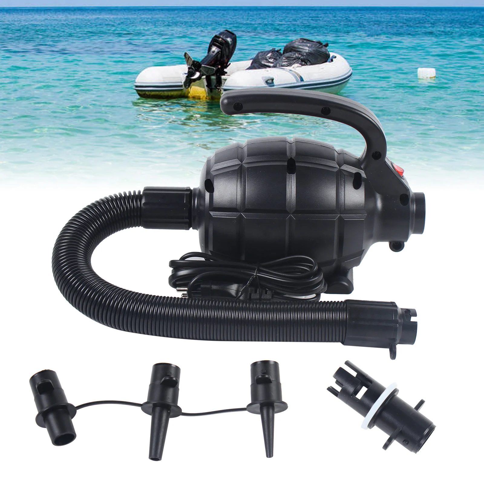Elektrische Luftpumpe Gebläse aufblasbare Pumpe mit 4 Düsen für Schlauchboot matratze 600w 220v
