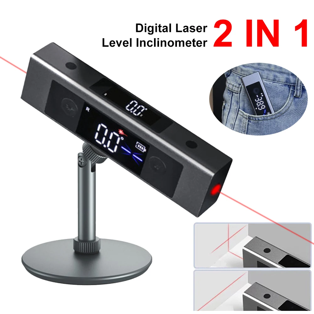 2 in1 digitaler Laser pegel Neigung messer Laser Winkelmesser Winkel lineal Dual-Screen Typ C