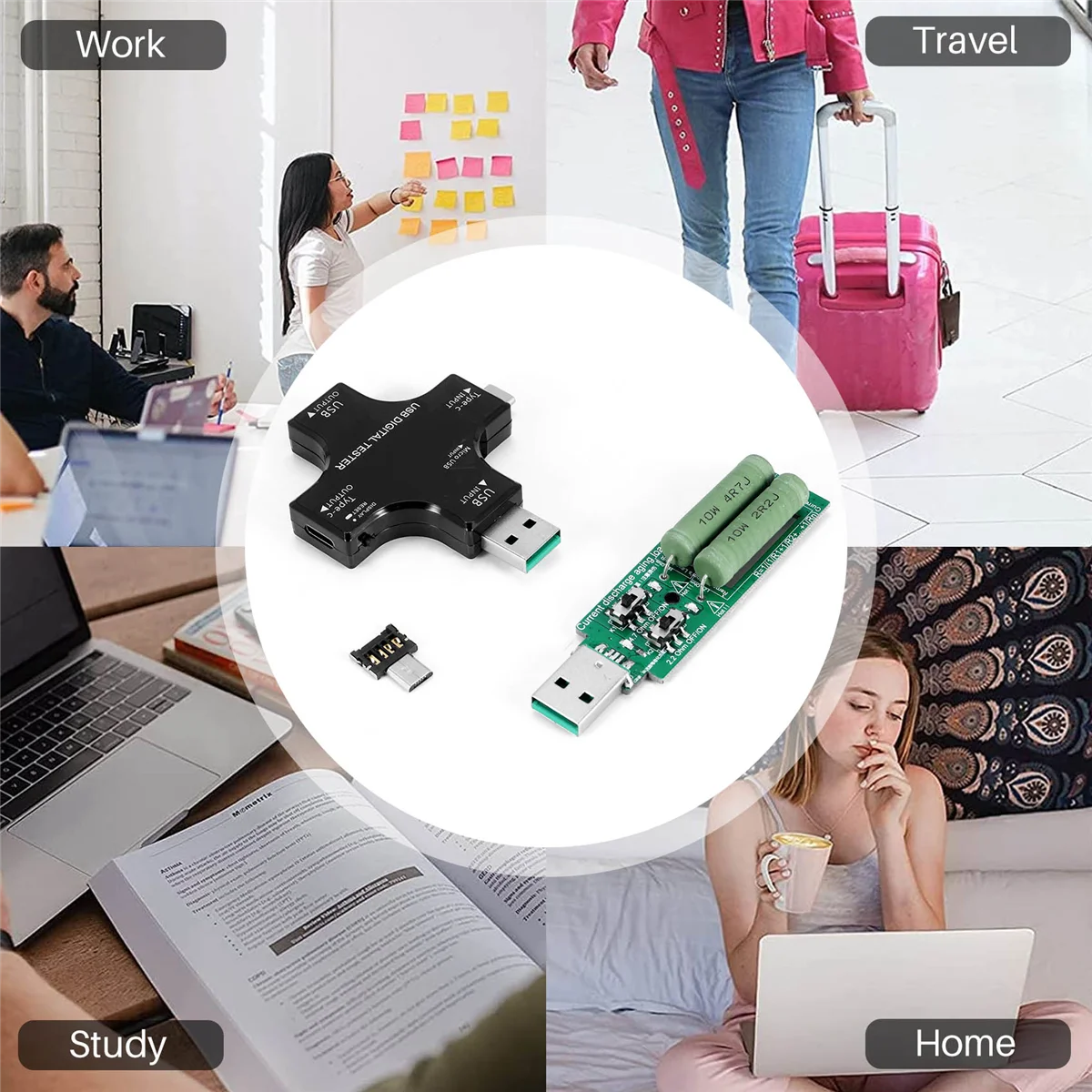 USB C Tester,2 in 1 Typ C USB Tester Farbbild schirm IP Digital Multimeter, Spannung, Strom,