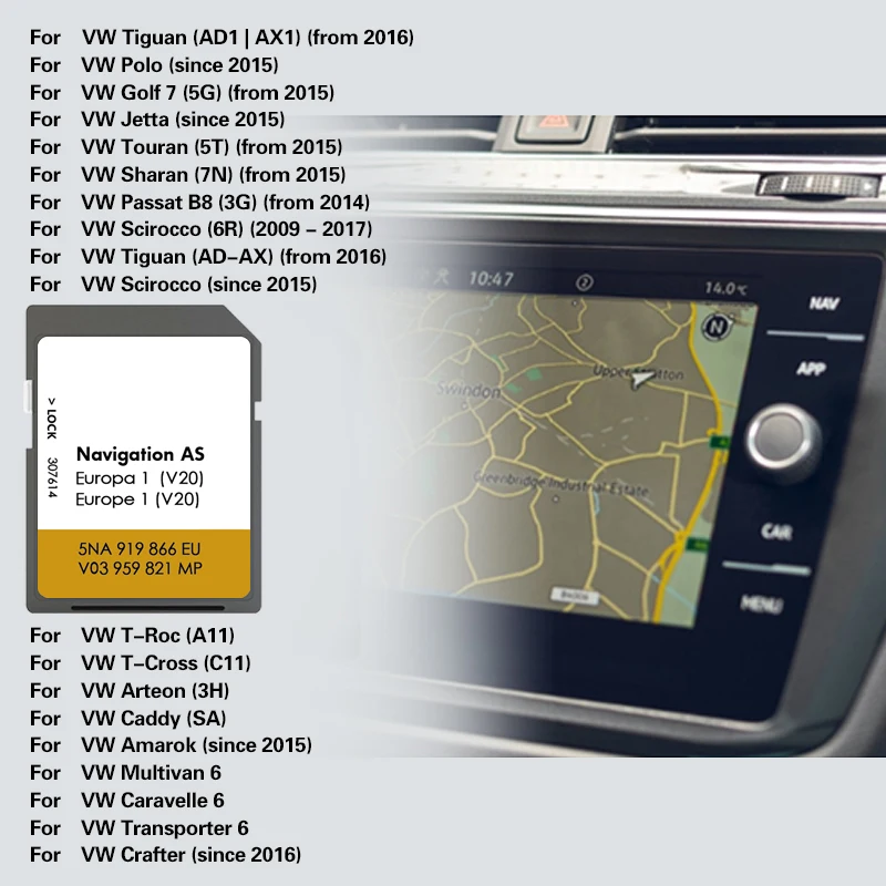 NIEUW voor VW Discover Media Navigatie AS V23 Kaart UK Europa 2026 Sat Nav SD Kaart 32GB