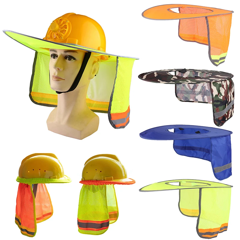 Sommer Sonnenschutz Sicherheit Schutzhelm Hals schild Helme reflektierende Hut Krempe reflektierende